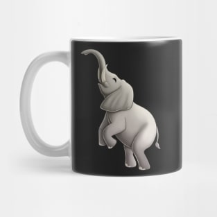 Cute elephant standing on the back legs. Mug